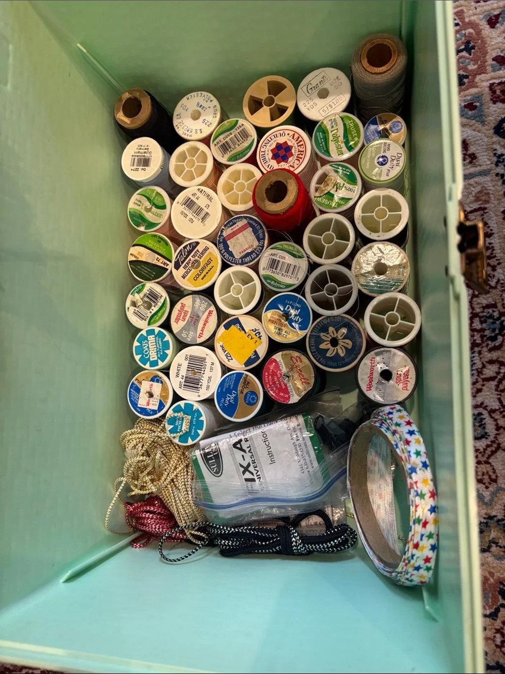 Mint Green Woven sewing Storage Case - Portable Organizer